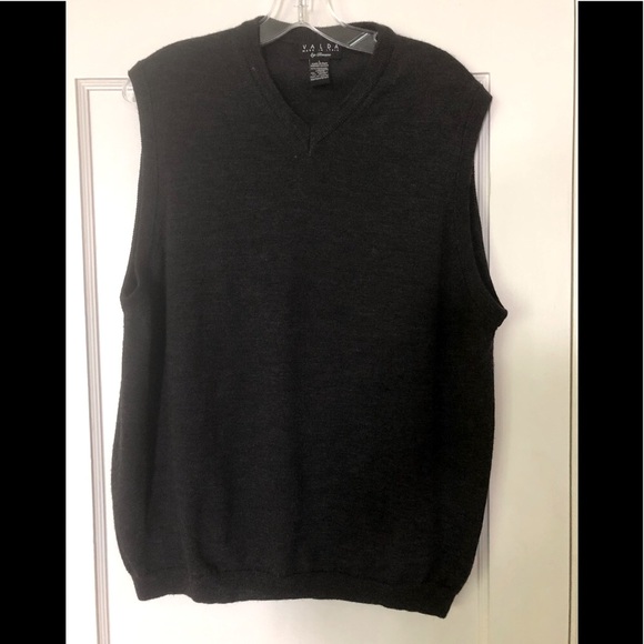 Gray V-neck 100% Merino Wool Sweater Vest - Picture 1 of 3